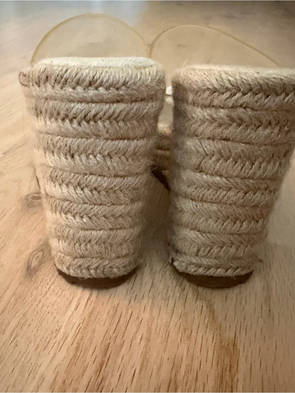 Zara Clear PVC Espadrille Wedge Sandals in Beige